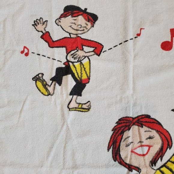 Vintage 60s Novelty Dancing At‎ The Beach Towel Redhead Music Beach Nick - Picture 5 of 7